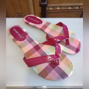 Rampage Flip Flops Plaid Magenta 6M EUC